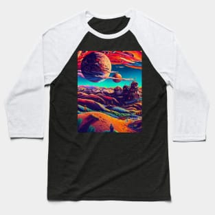 Colorful painting space colonist planet landscape pattern Baseball T-Shirt